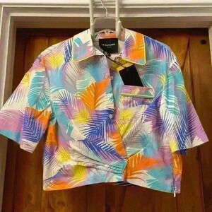 Le Superbe Extra Camp Shirt-Desert Palms Bright Print-Size 6- NWT